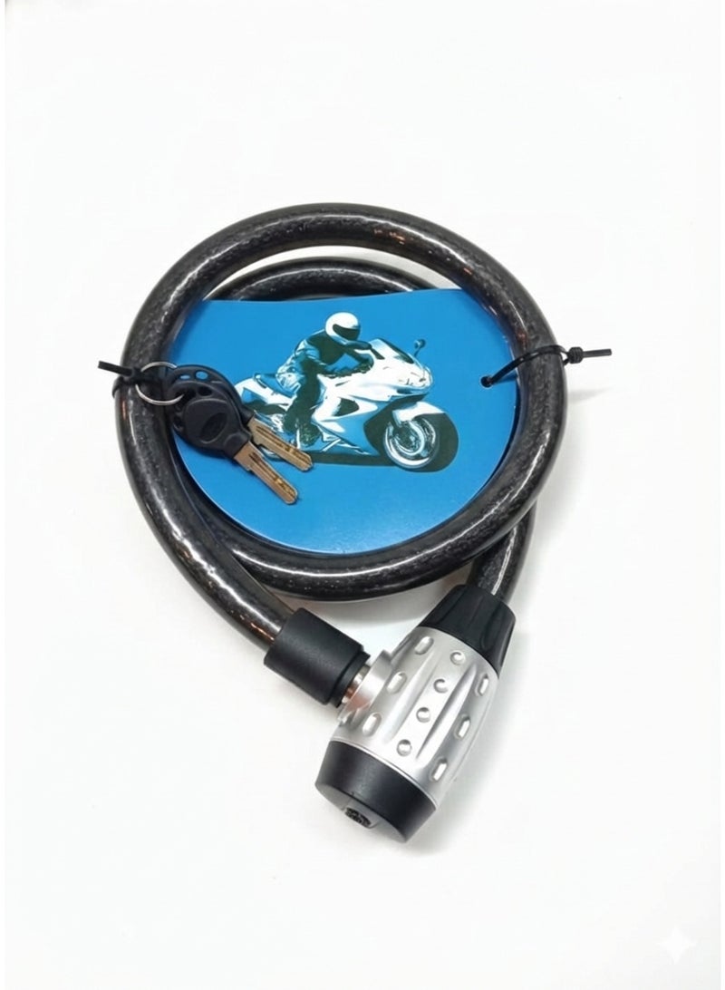 قفل واير فولاذي مصفح فائق القوة للدراجات والموتوسيكلات – أمان مضاعف مع تصميم مقاوم للسرقة ومفتاحين - Image 1